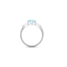 Rosec Jewels-Cushion Cut Aquamarine Solitaire Ring with Diamond in Split Shank