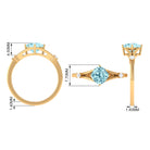 Rosec Jewels-Cushion Cut Aquamarine Solitaire Ring with Diamond in Split Shank