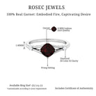 Rosec Jewels-Cushion Cut Garnet Solitaire Split Shank Ring with Diamond