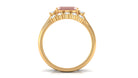 Rosec Jewels-Emerald Cut Morganite Contemporary Wedding Ring Set with Diamond