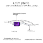 Rosec Jewels-Octagon Cut Amethyst Contemporary Wedding Ring Set with Diamond