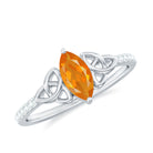 Rosec Jewels-Marquise Cut Solitaire Fire Opal Celtic Knot Ring with Diamond