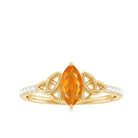 Rosec Jewels-Marquise Cut Solitaire Fire Opal Celtic Knot Ring with Diamond