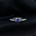 Rosec Jewels-1 CT Marquise Created Blue Sapphire Solitaire Celtic Knot Ring with Diamond