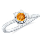 Rosec Jewels-Citrine and Diamond Flower Engagement Ring