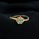 Rosec Jewels-Green Sapphire and Diamond Flower Engagement Ring