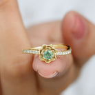 Rosec Jewels-Green Sapphire and Diamond Flower Engagement Ring