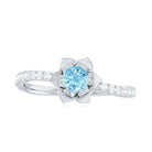 Rosec Jewels-Floral Inspired Aquamarine Rose Engagement Ring with Diamond