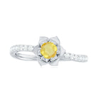 Rosec Jewels-1/2 CT Yellow Sapphire and Diamond Flower Engagement Ring