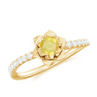 Rosec Jewels-1/2 CT Yellow Sapphire and Diamond Flower Engagement Ring