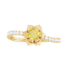 Rosec Jewels-1/2 CT Yellow Sapphire and Diamond Flower Engagement Ring