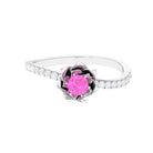 Rosec Jewels-Pink Sapphire Flower Engagement Ring with Diamond