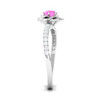 Rosec Jewels-Pink Sapphire Flower Engagement Ring with Diamond