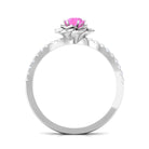 Rosec Jewels-Pink Sapphire Flower Engagement Ring with Diamond