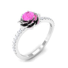 Rosec Jewels-Pink Sapphire Flower Engagement Ring with Diamond