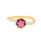 Rosec Jewels-Pink Sapphire Flower Engagement Ring with Diamond