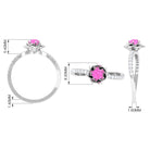 Rosec Jewels-Pink Sapphire Flower Engagement Ring with Diamond