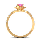 Rosec Jewels-Pink Sapphire Flower Engagement Ring with Diamond