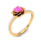 Rosec Jewels-Pink Sapphire Flower Engagement Ring with Diamond