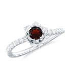 Rosec Jewels-Floral Inspired Garnet Rose Engagement Ring with Diamond