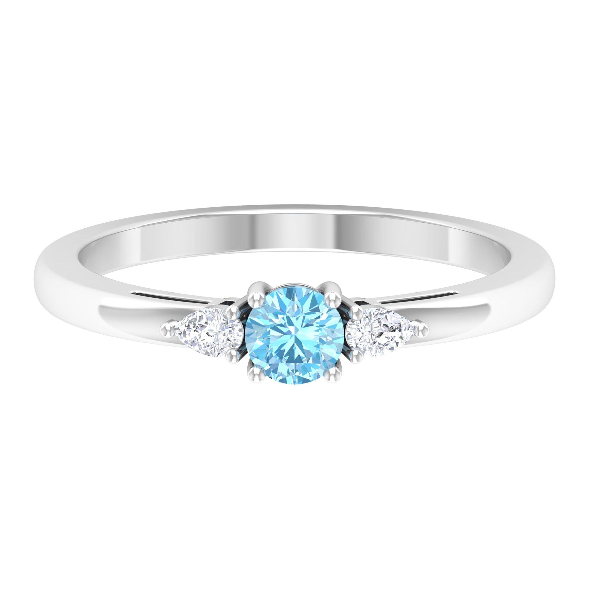 Rosec Jewels-Aquamarine and Diamond Three Stone Promise Ring