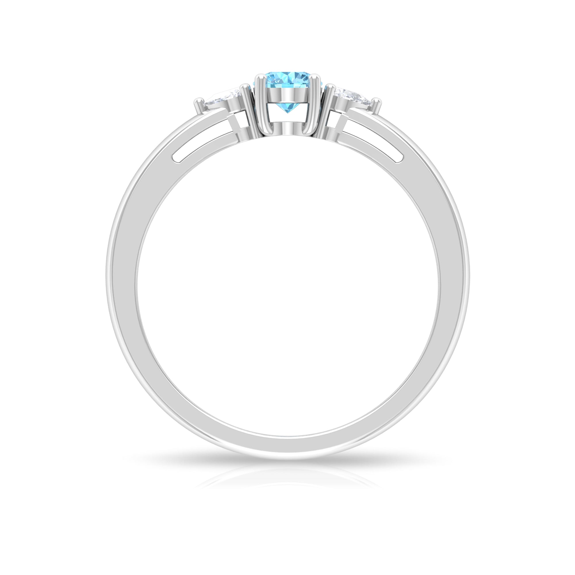 Rosec Jewels-Aquamarine and Diamond Three Stone Promise Ring