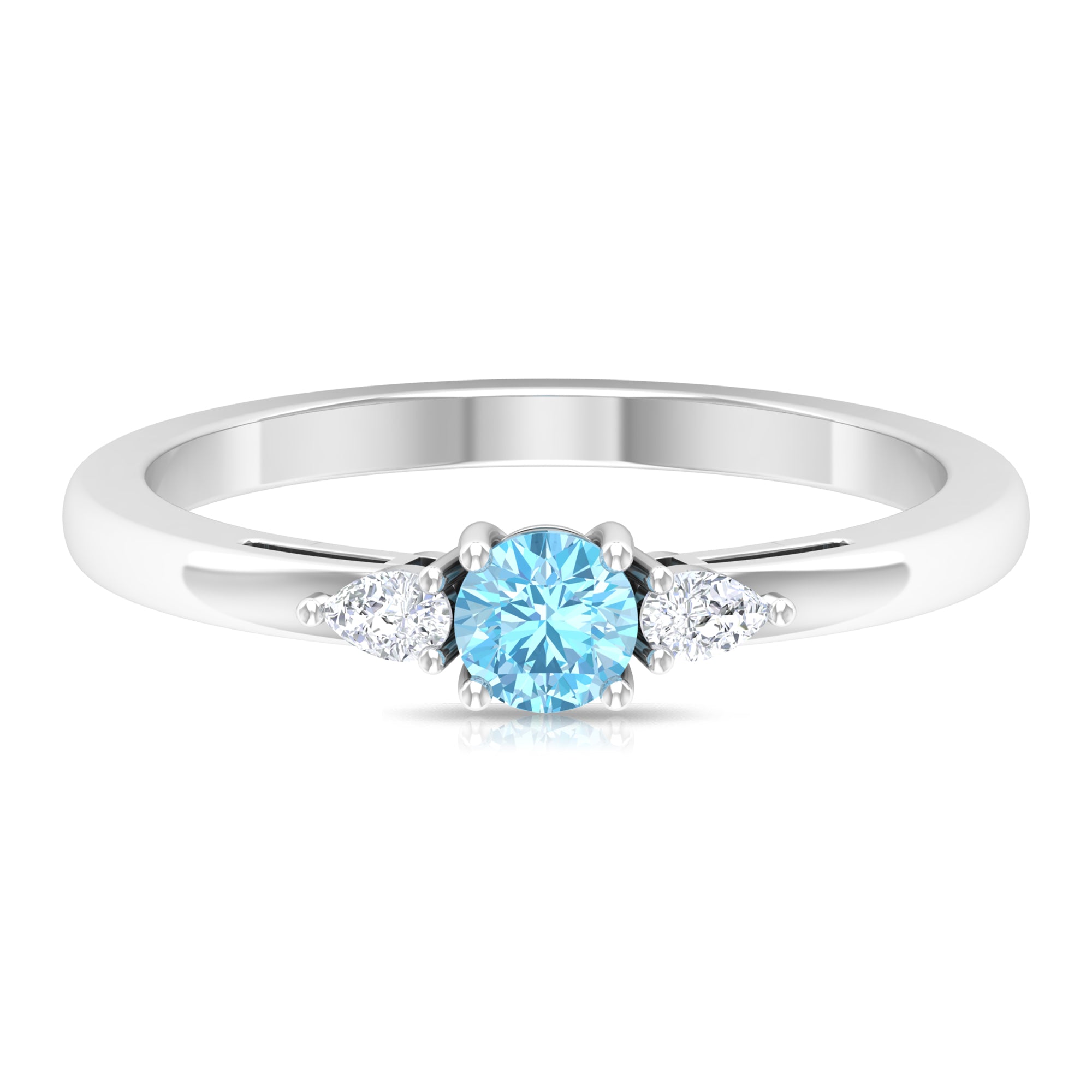 Rosec Jewels-Aquamarine and Diamond Three Stone Promise Ring