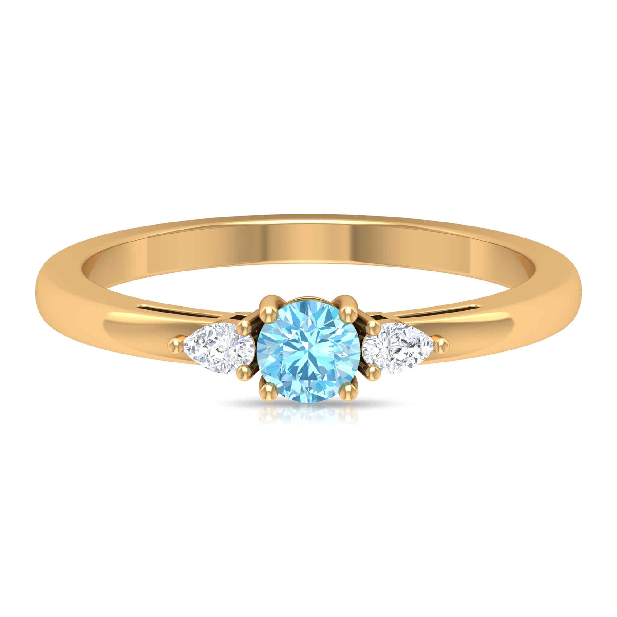 Rosec Jewels-Aquamarine and Diamond Three Stone Promise Ring