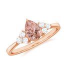 Rosec Jewels-Pear Shaped Morganite Solitaire Ring with Diamond Trio