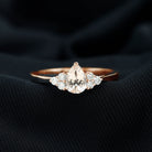 Rosec Jewels-Pear Shaped Morganite Solitaire Ring with Diamond Trio