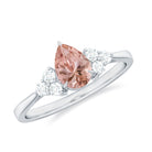 Rosec Jewels-Pear Shaped Morganite Solitaire Ring with Diamond Trio