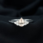 Rosec Jewels-Pear Shaped Morganite Solitaire Ring with Diamond Trio