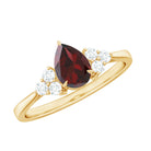 Rosec Jewels-1.25 CT Pear Cut Garnet Solitaire Ring with Diamond Trio