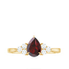 Rosec Jewels-1.25 CT Pear Cut Garnet Solitaire Ring with Diamond Trio