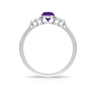 Rosec Jewels-Pear Amethyst Solitaire Ring with Diamond Trio