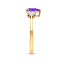 Rosec Jewels-Pear Amethyst Solitaire Ring with Diamond Trio