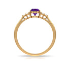 Rosec Jewels-Pear Amethyst Solitaire Ring with Diamond Trio