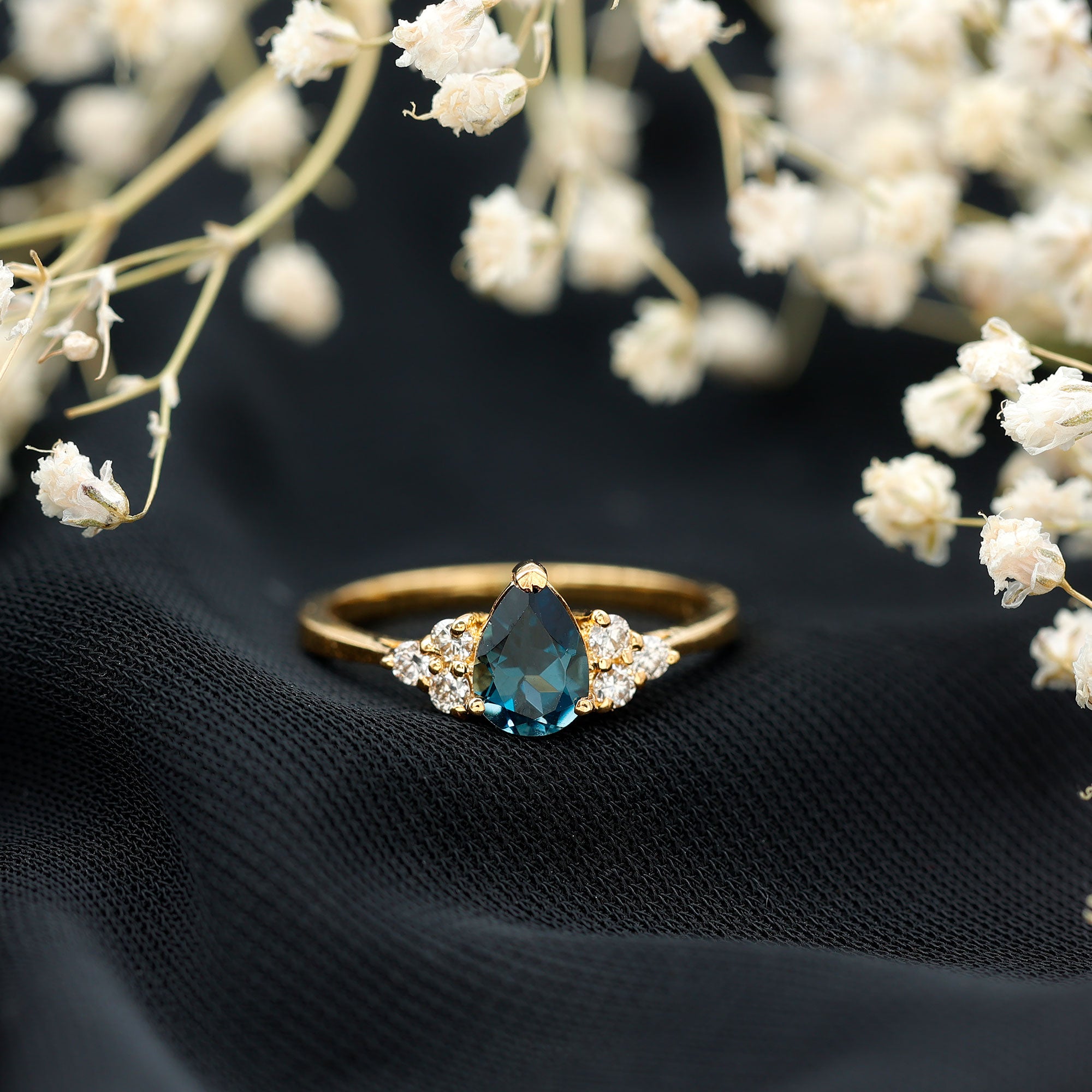 Blue Topaz Pear Shape Ring/ Genuine Blue Topaz 2.12 ct Pear Shape Engagement Ring/ Sky Blue Blue Topaz popular Engagement Ring