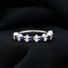 Rosec Jewels-Classic Blue Sapphire and Diamond Half Eternity Ring