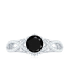 Rosec Jewels-Created Black Diamond Crossover Engagement Ring with Diamond