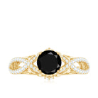 Rosec Jewels-Created Black Diamond Crossover Engagement Ring with Diamond