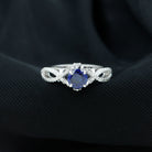 Rosec Jewels-Lab Grown Blue Sapphire Crossover Engagement Ring with Diamond