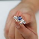 Rosec Jewels-Lab Grown Blue Sapphire Crossover Engagement Ring with Diamond