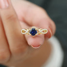 Rosec Jewels-Lab Grown Blue Sapphire Crossover Engagement Ring with Diamond