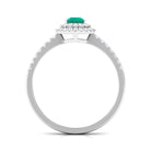 Rosec Jewels-Pear Shape Emerald Engagement Ring with Diamond Double Halo