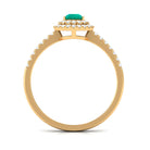 Rosec Jewels-Pear Shape Emerald Engagement Ring with Diamond Double Halo