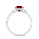 Rosec Jewels-Ruby Engagement Ring with Diamond Trio