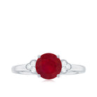 Rosec Jewels-Ruby Engagement Ring with Diamond Trio