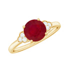 Rosec Jewels-Ruby Engagement Ring with Diamond Trio