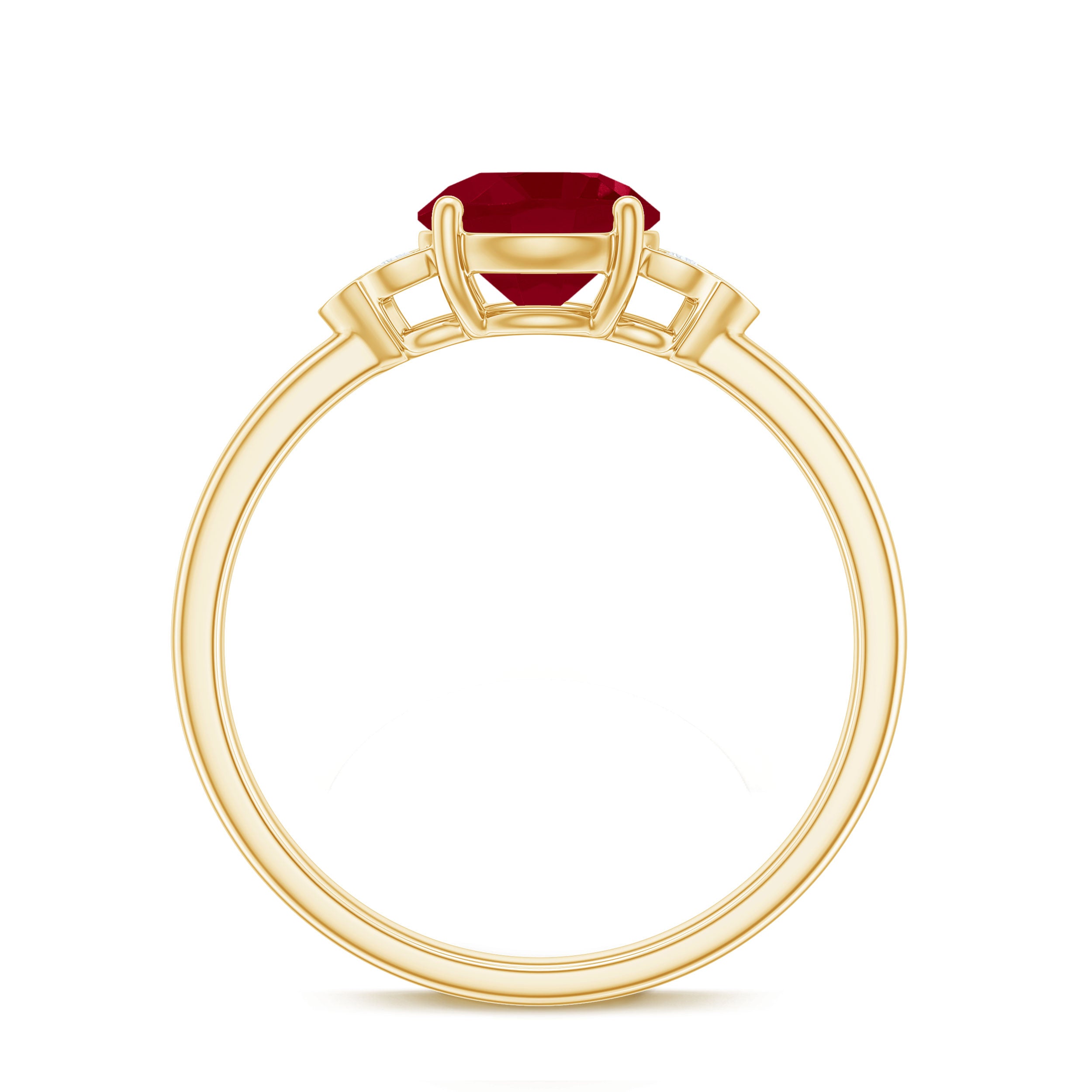 Rosec Jewels-Ruby Engagement Ring with Diamond Trio